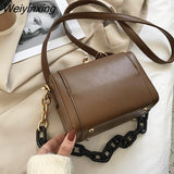 Weiyinxing Black Box Design PU Leather Crossbody Bags For Women 2023 Luxury Handbags And Purses Female Trend Lux Chain Shoulder Bag