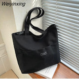 Weiyinxing Women's Shopping Bag Large Capacity Canvas Shoulder Bags Female 2023 New Underarm Bag Simple Letter Student Tote