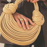 Weiyinxing Noodle Bag Designer Double Kotted Women Handbags Luxury Soft Pu Leather Shoulder Crossbody Bags Small Female Purses 2023