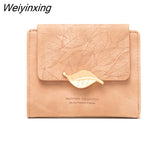 Weiyinxing PU Leather Retro Long Wallets for Women 2023 Simple Frosted Leaf Zipper Buckle Card Holder Large Capacity Women's Clutch