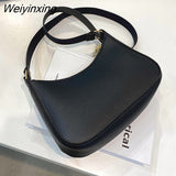 Weiyinxing New Women's Fashion Handbags Retro Solid Color PU Leather Shoulder Underarm Bag Casual Women Hobos Handbags