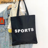 Weiyinxing Canvas Bag for Women New Shopper Handbags Reusable Canvas Shoulder Tote Bag school bags for girl Casual tote bags