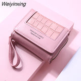 Weiyinxing Square Plaid Women's Short Wallet Large Capacity Multi-card Zipper Bags for Women 2023 Trendy Texture 3 Fold Coin Purse