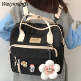 Weiyinxing Multi-function Lovely Girl Backpack Japanese Preppy Style Students Schoolbag Large Capacity Contrast Color Travel Bag New