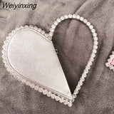 Weiyinxing Red Heart Evening Clutch Women's Designer Chic RhinestoneBlack Wallet Wedding Party Sac A Main