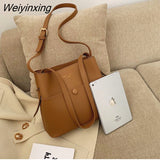 Weiyinxing buckets bag for women designer shoulder bags luxury soft pu leather crossbody bag large capacity tote ladies big purses