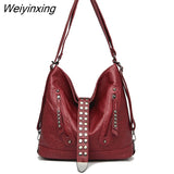 Weiyinxing Women Bag Large Capacity Rivet Leather Crossbody Bag Ladies Tote Sac Designer 3 In 1 Women Backpack Shoulder Bags Women Handbags