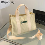 Weiyinxing and Fashionable Canvas Handbag, Small and Versatile Casual Tote Bag, 2023 New One Shoulder Cross Body Bag, Women's Bag