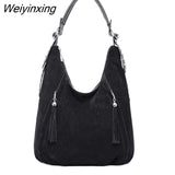 Weiyinxing FASHION Women Handbag Designer Shoulder Bag Women's High Quality Faux Suede Stitched Crossbody Bag Purse Chic Tote Bags