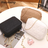 Weiyinxing Tassel Small Messenger Bag For Women Trend Lingge Embroidery Square Female Shoulder Bag Fashion Chain Ladies Crossbody Bags