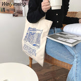 Weiyinxing Women Canvas Shopping Bag Notting Hill Books Bag Female Cotton Cloth Shoulder Bag Eco Handbag Tote Reusable Grocery Shopper Bags