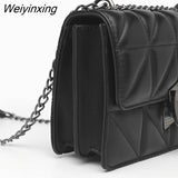 Weiyinxing Women Luxury Handbags Design Rhombic PU Leather Crossbody Bags Chain Small Messenger Bag Lady Shoulder Bag Large Capacity