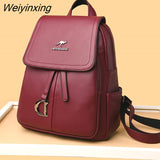 Weiyinxing 2023 Multifunction Vintage Women Backpacks High Quality Female Back Pack Ladies Shoulder Bag Ladies Leather Travel Backpack