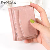 Weiyinxing Women Wallets Short Simple Tri-fold Purses Ladies Multi-card Bags Large-capacity Anti-theft Brush Purse Famale Mini Coin Bag