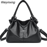 Weiyinxing Fashion High Quality Solid Color Leather Women's Handbags Large Capacity Messenger Bags Ladies Casual Simple Messenger Bags