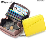 Weiyinxing Women Wallet Genuine Leather Card Holders Female Cowhide Wallets Fashion Small Portable Purses Cute Wallet Coin Bags Clutch