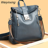 Weiyinxing code lock Fashion Women Backpack High Quality Youth Leather Backpacks for Teenage Girls Female School Shoulder Bag