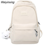 Weiyinxing Solid Color Nylon Women Backpack School Bag For Teenagers Girls Travel Backbag Students Bag Kawaii Bookbag Mochilas