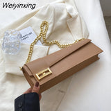 Weiyinxing Luxury PU Leather Flap Shoulder Bags Office Women 2023 Brand Big Crossbody Sling Bags Chain Handbags and Purses