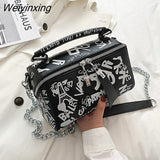 Weiyinxing Luxury Design Women Leather Handbags and Purse Fashion Crossbody Bags for Women Graffiti Handbags Shoulder Bags Women Bag 911