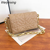 Weiyinxing Designer Women's Underarm Shoulder Bags 2023 Trend Thick Chain Quilted Female Handbag Women Clutch Bags Ladies Hand Bag