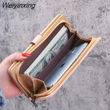 Weiyinxing Women Wallet PU Leather Purse Female Long Wallet Gold Hollow Leaves Pouch Handbag for Women Coin Purse Card Holders Clutch