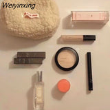 Weiyinxing Hair Cosmetic Bag Plush Storage Bag Cute Stationery Bag Large Capacity Stationery Cosmetic Storage Bag