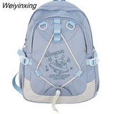 Weiyinxing Girl Leisure White Embroidery Nylon Kawaii School Bag Women College Backpack Lady Cute Laptop Fashion Female Travel Book Bag