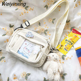 Weiyinxing One Shoulder Bag Canvas Bag College Student Class Bag Crossbody Bag Female Bag Crossbody Small Square Bag