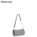 Weiyinxing new fashion diamond bags women pillow bag cylinder handbag Women's square armpit bag single shoulder chain messenger bag