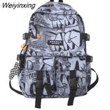 Weiyinxing Graffiti Large-capacity Backpack Women Man Waterproof School Bags for Teenagers Geometric Travel Backpack Ladies Bookbags