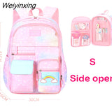 Weiyinxing New School Backpack 1 Grade 3 Years Cute Colorful School Bag for Girls Waterproof Children Kindergarten Small Backpack