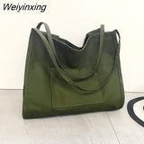 Weiyinxing Luxury Designer Handbag Large Capacity Minimalist Style Ladies Shoulder Bag Casual Canvas Bag Solid Color Tote Bag Large Bag