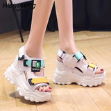 Weiyinxing Platform Sandals Women 2023 Summer High Heels Sexy Open-toed Chunky Sandals Wedge Shoes Ladies Beach Black Sandalia