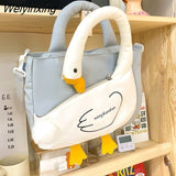 Weiyinxing Lovely Women Canvas Goose Bag Duck Diagonal Straddle Bag Girl Student Shoulder Bag Female Cartoon Animal Profile Pack