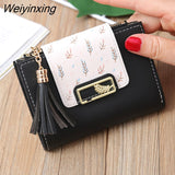 Weiyinxing Tassel Women Wallet Small Cute Wallet Women Short Leather Women Wallets Zipper Folding Purses Female Purse Clutch