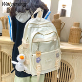 Weiyinxing Women Solid Color School Backpack Black Nylon Female New Rucksack Casual Lady Travel Backpacks Korean Backpack Mochila