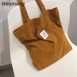 Weiyinxing for Women 2023 Corduroy Shoulder Bag Reusable Shopping Bags Casual Tote Female Handbag for A Certain Number of Dropshipping