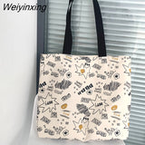 Weiyinxing Women Canvas Shopping Bags Fashion Female Reusable Shoulder Bags Large Capacity Handbags for Women Shopping Bags Dropshipping