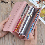 Weiyinxing Fashion Women's Wallets 2023 New Frosted Long Wallet Retro Snap Clasp Clutch Bag PU Leather Female Coin Purse