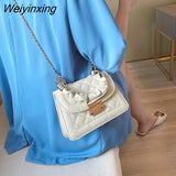 Weiyinxing Women's Handbag Fashion Tote Sewing Rhombus Thread Shoulder Bag Beige Leather Luxurious Luxury Brand Trend Shoulder Clutch Bag