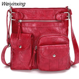 Weiyinxing FASHION Mini PU Leather Multi Pocket Vintage Crossbody Bags For Women 2023 Ladies Fashion Shoulder Bag