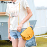 Weiyinxing Women Purse Shell Shoulder Messenger Bag PU Leather Fashion Solid Yellow Black Crossbody Bag Bolsas Ladies Phone Purse