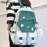 Weiyinxing Travel Kawaii Cartoon Print School Bag Trendy Female College Backpack Fashion Ladies Student Backpack Women Laptop Book Bag