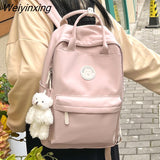 Weiyinxing Student Female Fashion Backpack Waterproof Cute Women School Bag Lady Laptop White Book Kawaii Girl College Backpack Travel