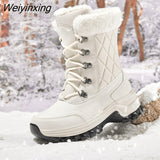 Weiyinxing Female Snow Boots Winter Women Waterproof Wedges Shoes Botas Mujer Black Beige Goth Boots Women Ankle Boots for Women