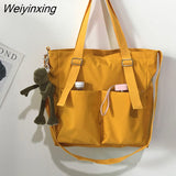 Weiyinxing Oxford Large Capacity Canvas Girl Shoulder Hand Bucket Bag Basket Female Crossbody Bags for Women Casual Tote Purses