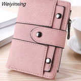 Weiyinxing Women Wallet Simple Retro Rivets Short Wallet Coin Purse Card Holders Handbag for Girls Purse Small Wallet Ladies Bolsa Feminina