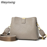 Weiyinxing Cow Leather Women Shoulder Crossbody Bag Fashion 3 Layer Ladies Small Bucket Handbag Genuine Leather Female Messenger Bag