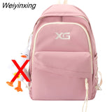 Weiyinxing Fashion Letters Embroidery Women Backpack Female Inclined Zipper Nylon Travel Bag Teenage Girl Multi-pocket Schoolbag Preppy